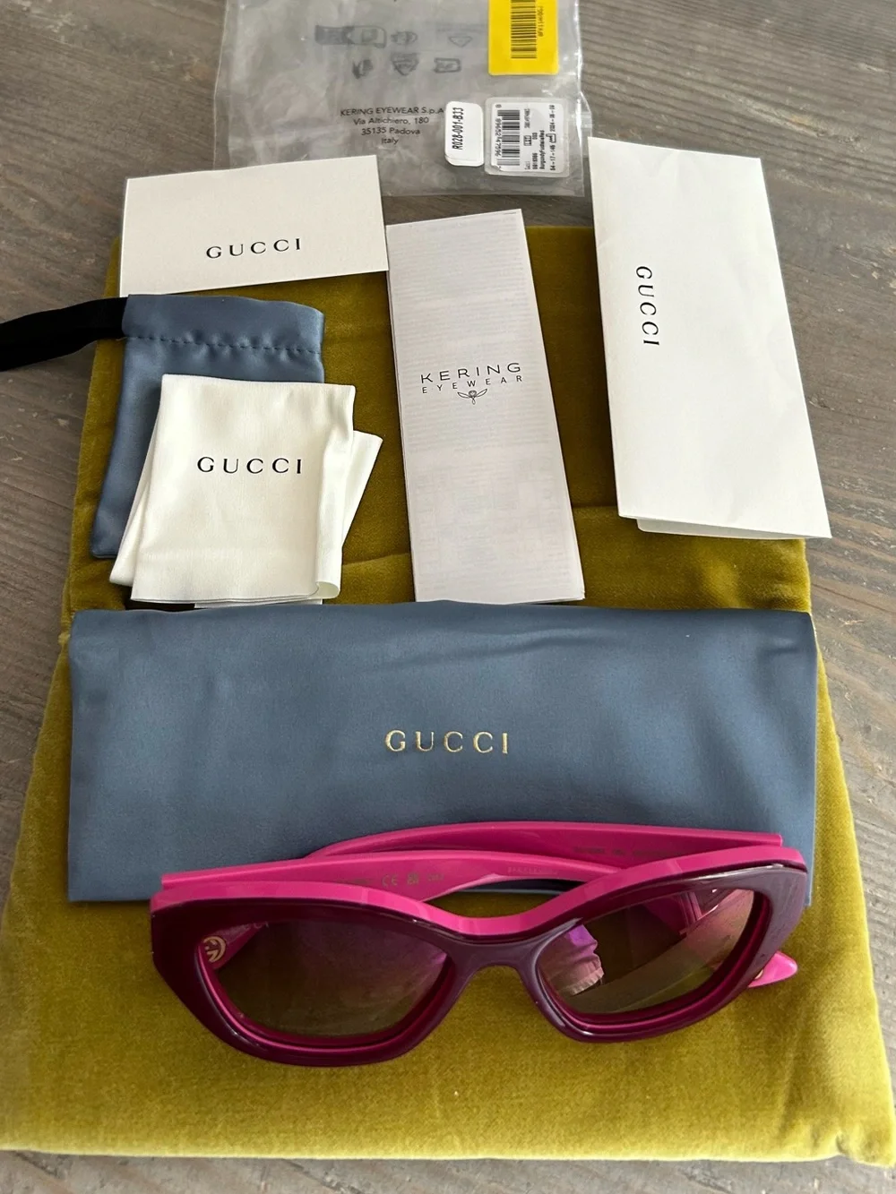 Authentic Gucci Burgundy Frame Sunglasses with Pink Temples